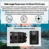 Sony E 16-55mm F2.8 G APS-C Wide-angle Zoom G Lens with 64GB Memory Card, Editing Software Bundle