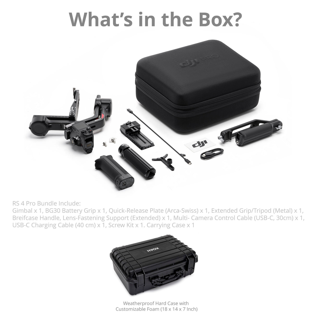 DJI RS 4 Pro Handheld Gimbal with Weatherproof Hard Case with Customizable Foam