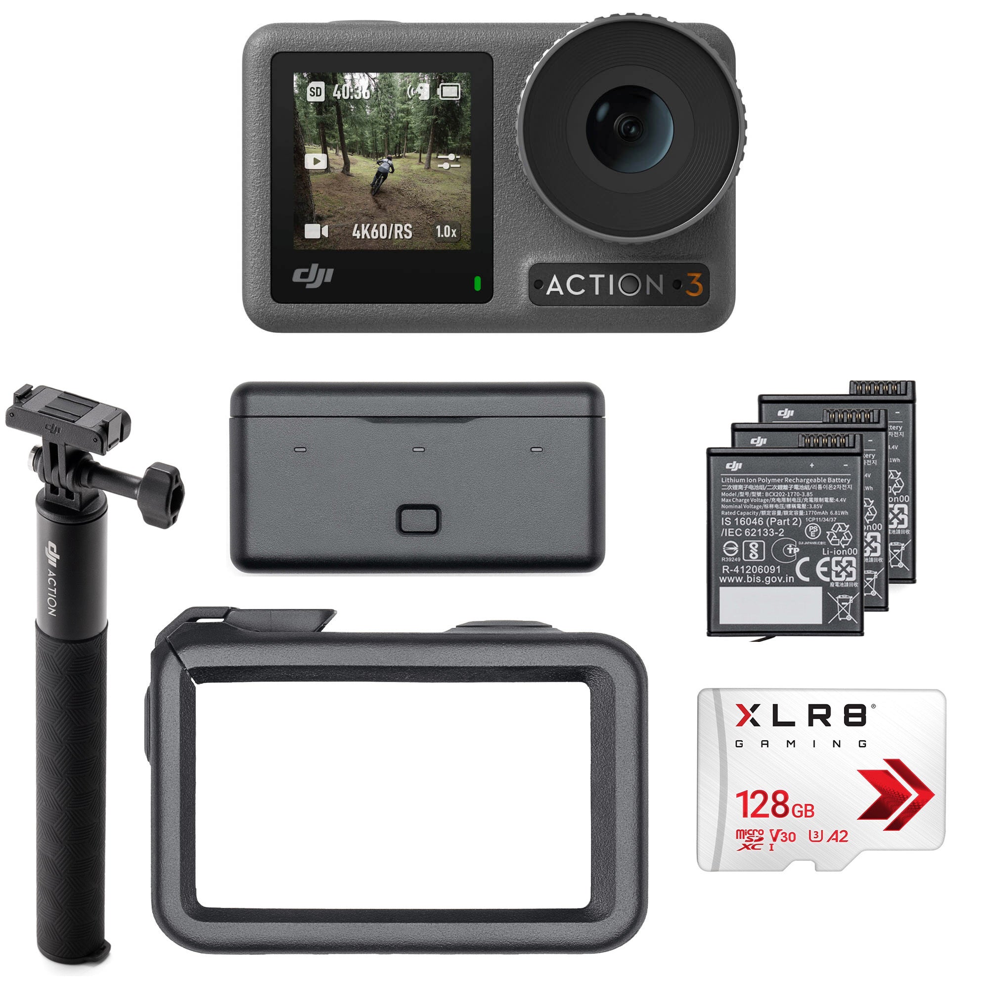 DJI Osmo Action 3 Camera Adventure Combo with 128GB MicroSD Card