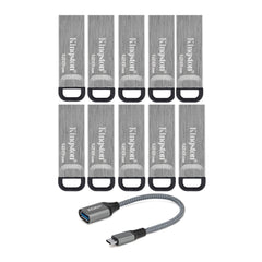Kingston 128GB DataTraveler Kyson 200MBPS Read 60MBPS Write Speed Flash Drive (10-Pack) Bundle