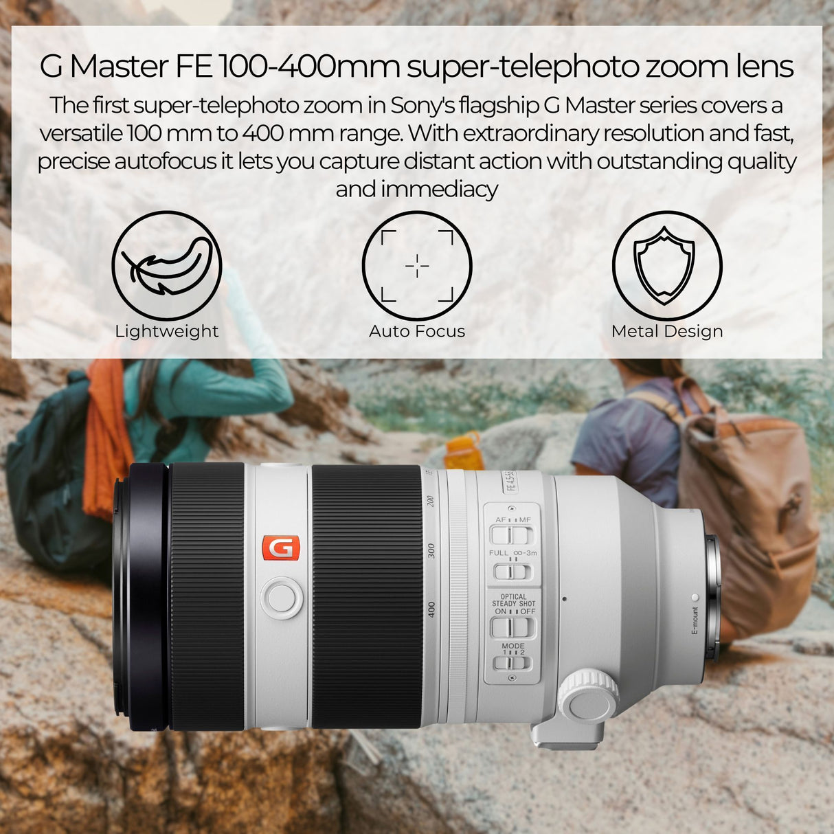 Sony Alpha FE 100-400mm f/4.5-5.6 GM Super Telephoto Zoom Lens with 64GB Memory Card Bundle