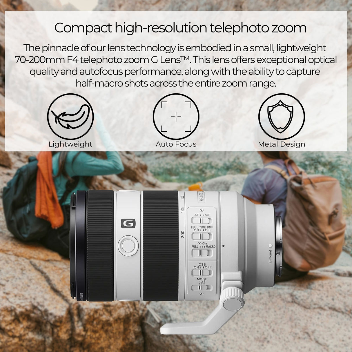 Sony FE 70-200mm F4 Macro G OSS II Full-Frame Compact Telephoto Zoom Lens with 64GB SD Card Bundle