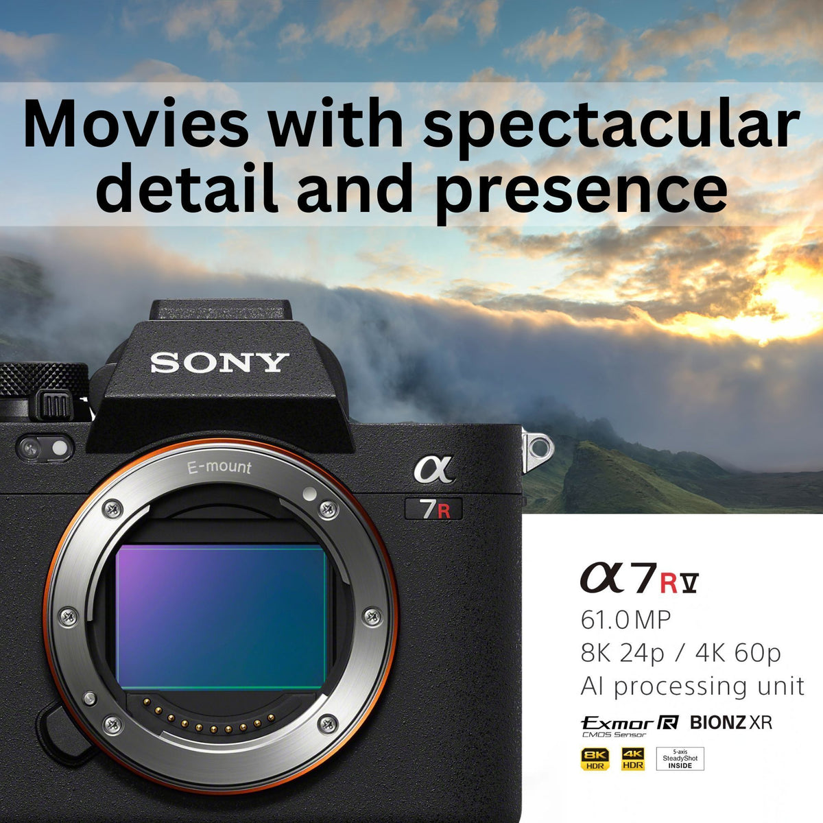 Sony Alpha a7R V Full-Frame Mirrorless Camera with Shotgun Microphone, 128GB SD Card Bundle