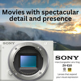 Sony Alpha ZV-E10 APS-C Mirrorless Vlog Camera with Shotgun Microphone, 128GB Memory Card Bundle