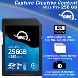 OWC 256GB Atlas Pro SDXC V60 UHS-II Memory Card for Advanced DSLR and Mirrorless Functions