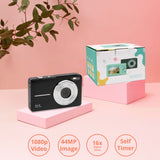 Koah 44MP FHD Point and Shoot Digital Camera with 16X Power Zoom (Black) and 32GB Card Bundle