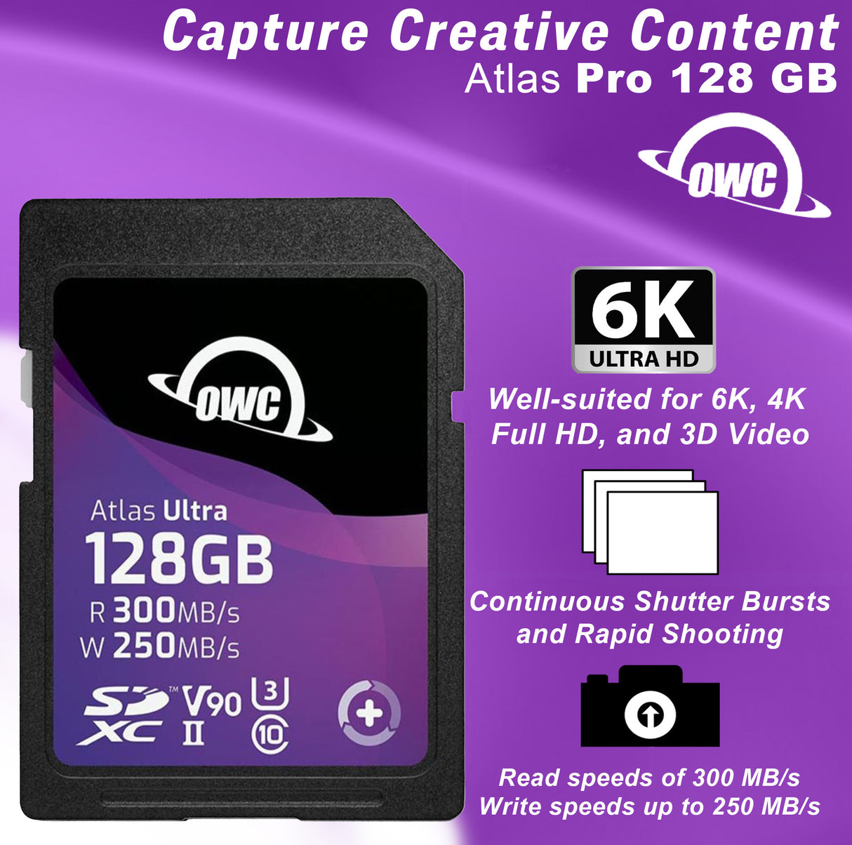 OWC 128GB Atlas Ultra UHS-II SDXC Memory Card Bundle
