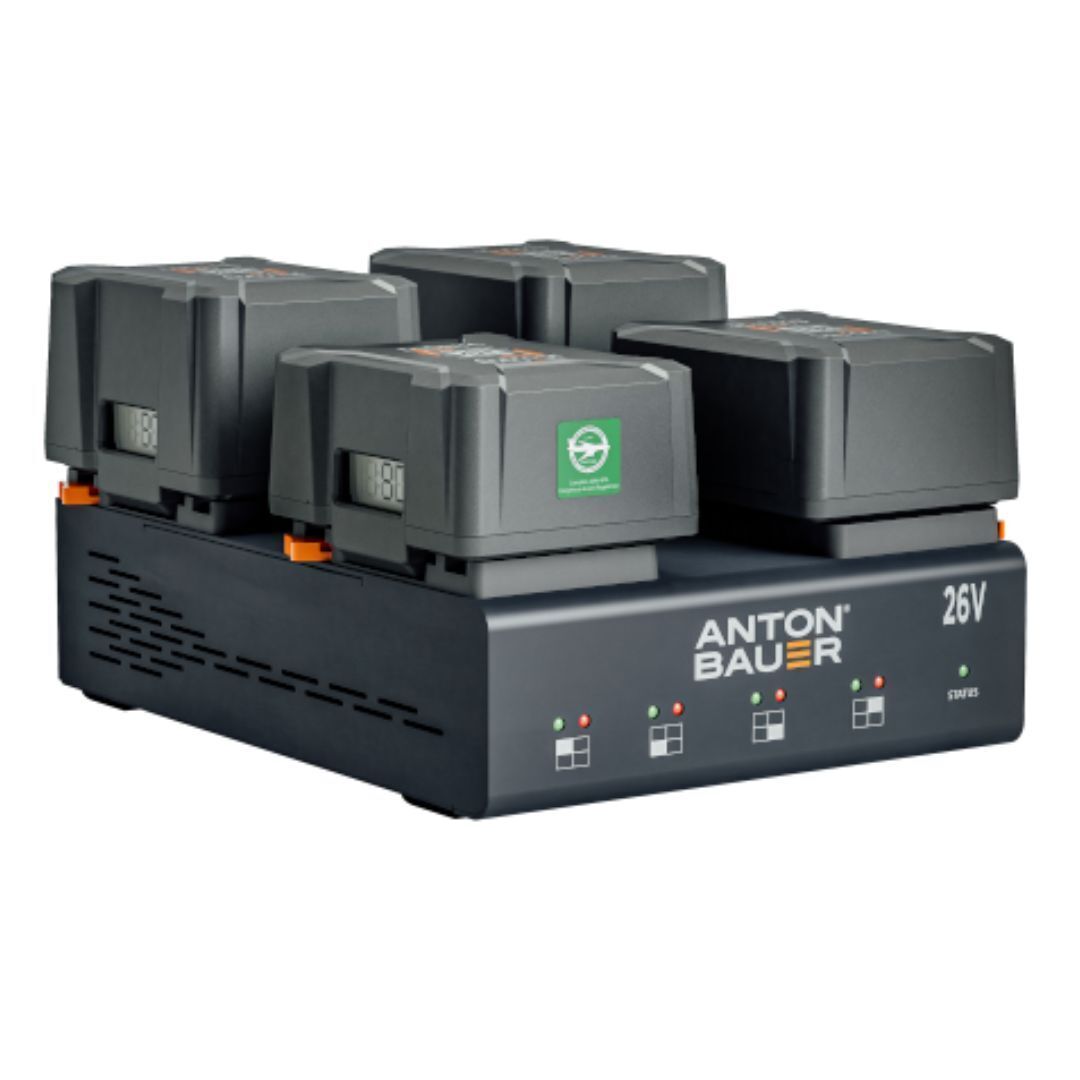 Anton Bauer Dionic 26V LP4 Quad Gold Mount Plus Charger with Dual Voltage and Expedited Charging
