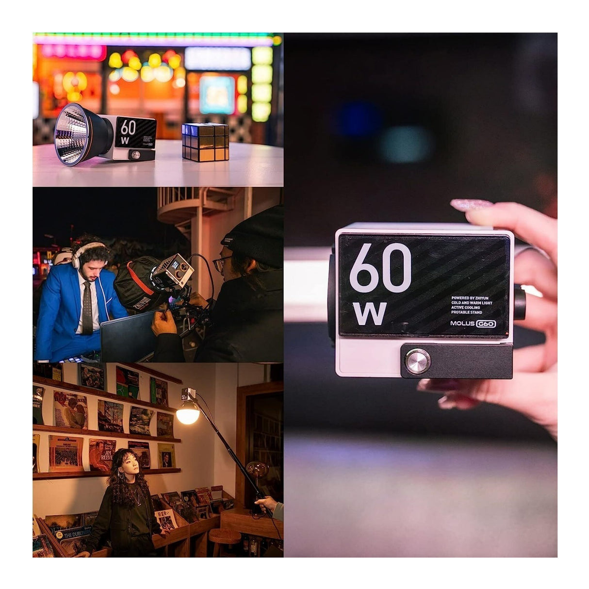 Zhiyun MOLUS G60 Bi-Color Pocket COB Monolight - 60W Power Output with 128GB Memory Card
