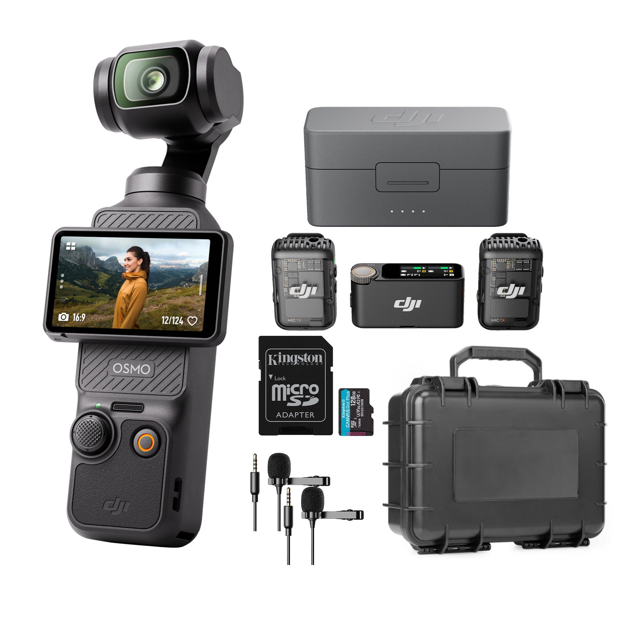DJI Osmo Pocket 3 with Mic 2 (2 TX + 1 RX + Charging Case), Two (2
