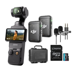 DJI Osmo Pocket 3 with Two Mic 2 (1 TX,)  Two (2) Lav Mics, 128GB MicroSD Card, and Hard Case