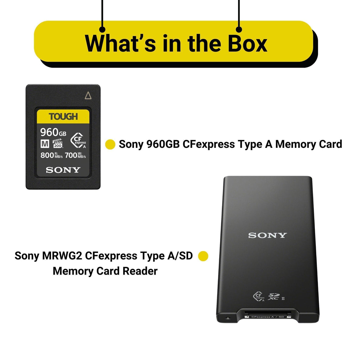 Sony 960GB CFexpress Type A Memory Card with CFexpress Type A SD Memory Card Reader Bundle