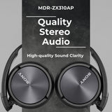 Sony MDR-ZX310AP ZX Series Stereo Headset (Black) with Headphone Case Bundle
