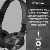 Sony MDR-ZX310AP ZX Series Stereo Headset (Black) with Headphone Case Bundle