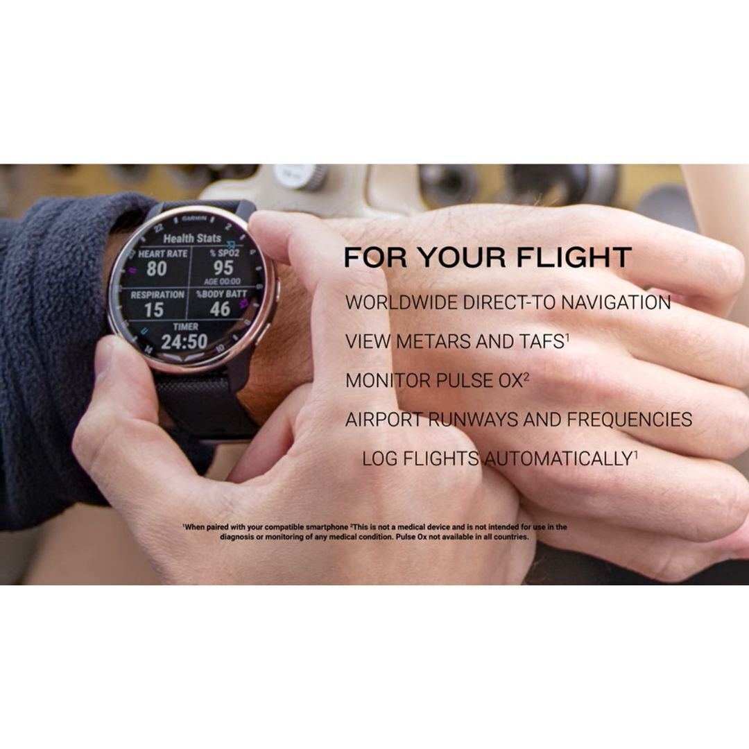 Garmin D2 Air X10 Touchscreen Aviator Smartwatch with Health and Fitness Features (Black-Silver)