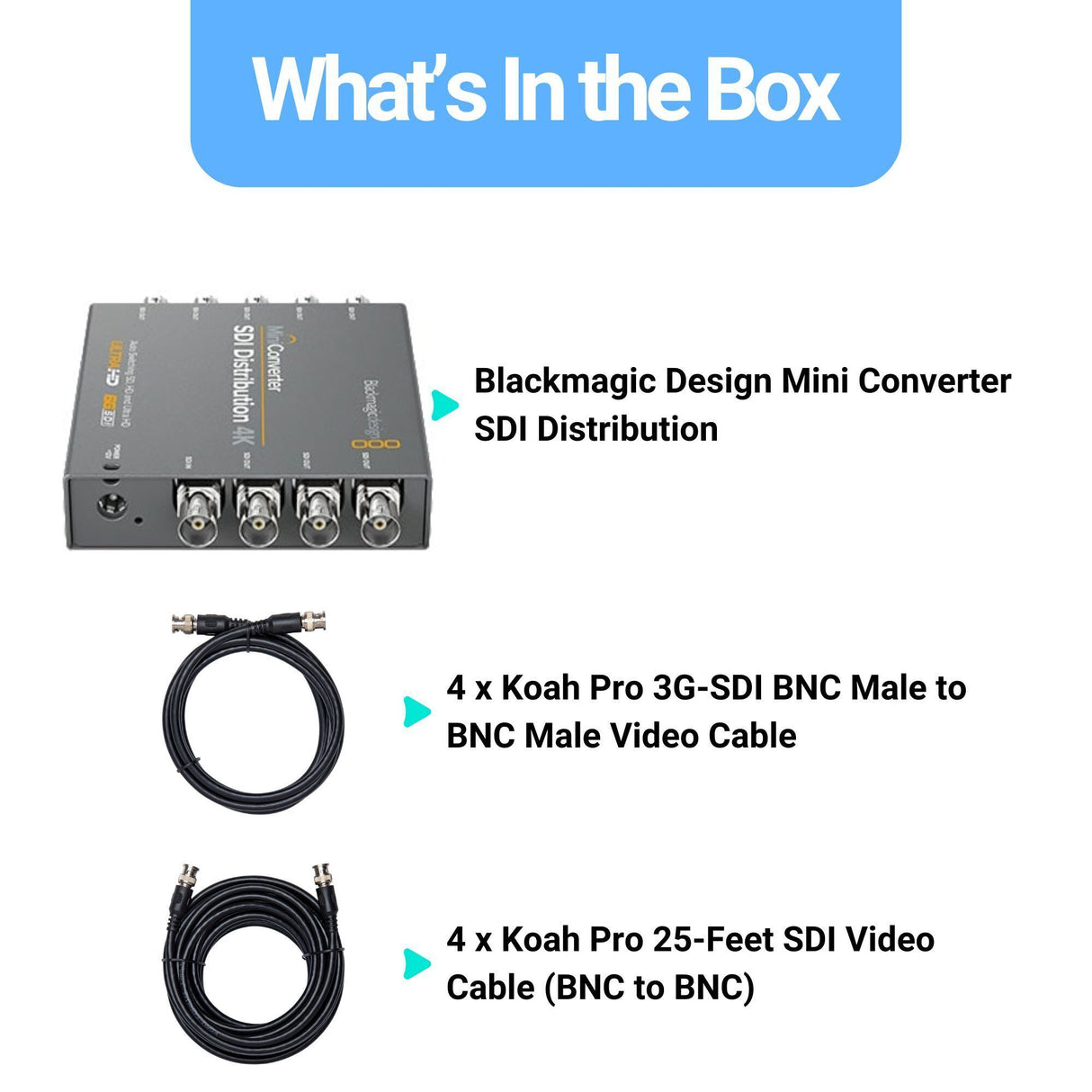 Blackmagic Design Mini Converter SDI Distribution with 25-Feet SDI Video Cable (BNC to BNC) Bundle