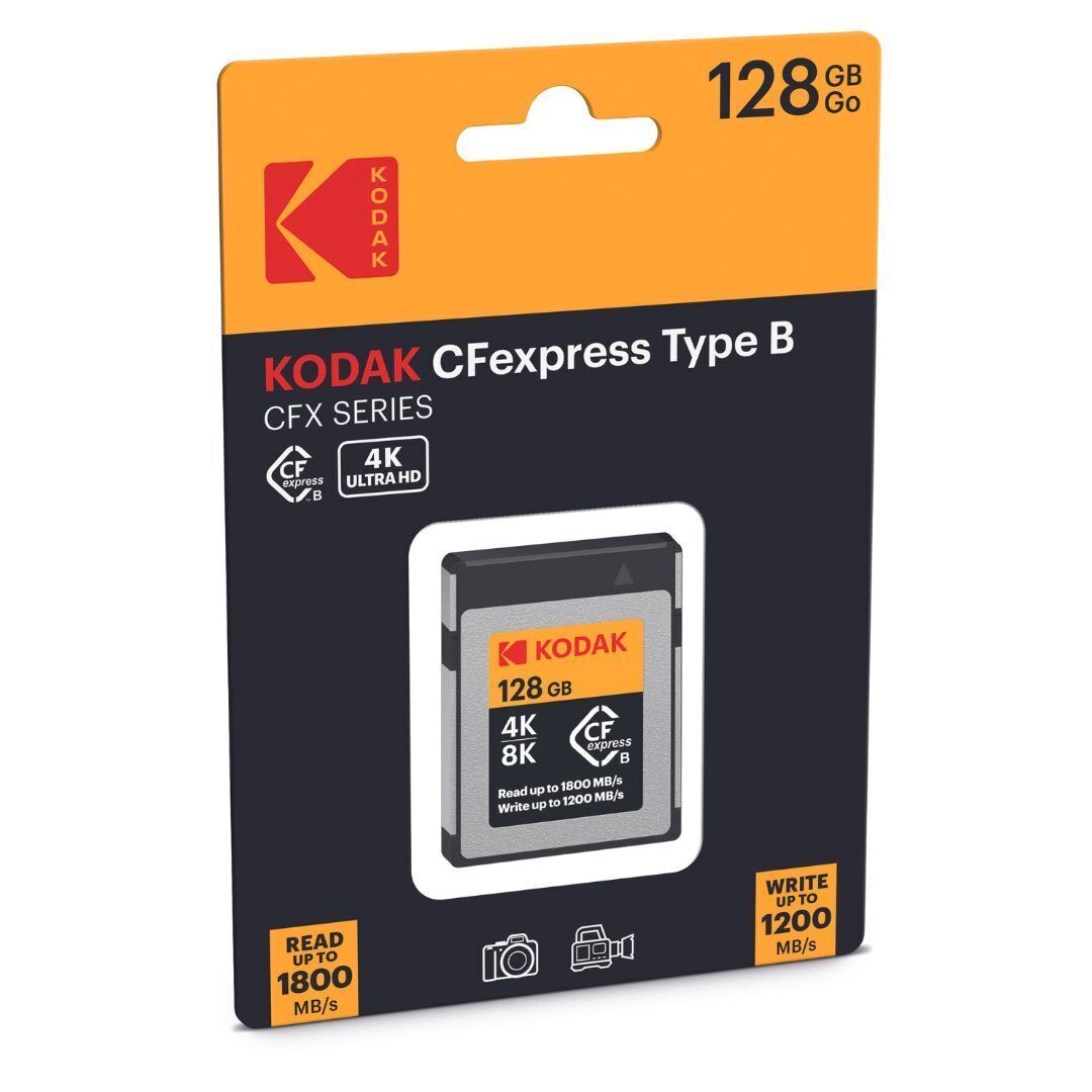 Kodak CFexpress Type B 128GB Memory Card with 1800MBps Read and 1200MBps Write (EKMCFX128GK)
