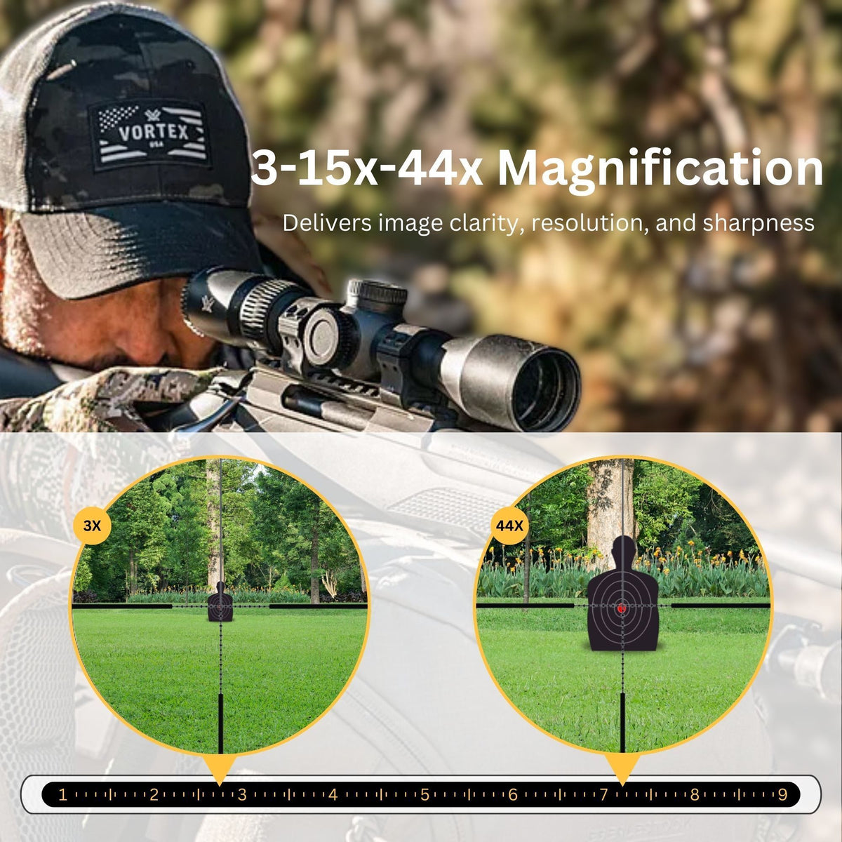 Vortex Viper HD 3-15x44 Dead-Hold Riflescope (VMR-3 MRAD Reticle) with 30mm Main Tube Bundle