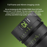 NiSi 25mm ATHENA PRIME Full Frame Cinema Lens T1.9 with Fluorescent Focal Scale (PL Mount) Bundle