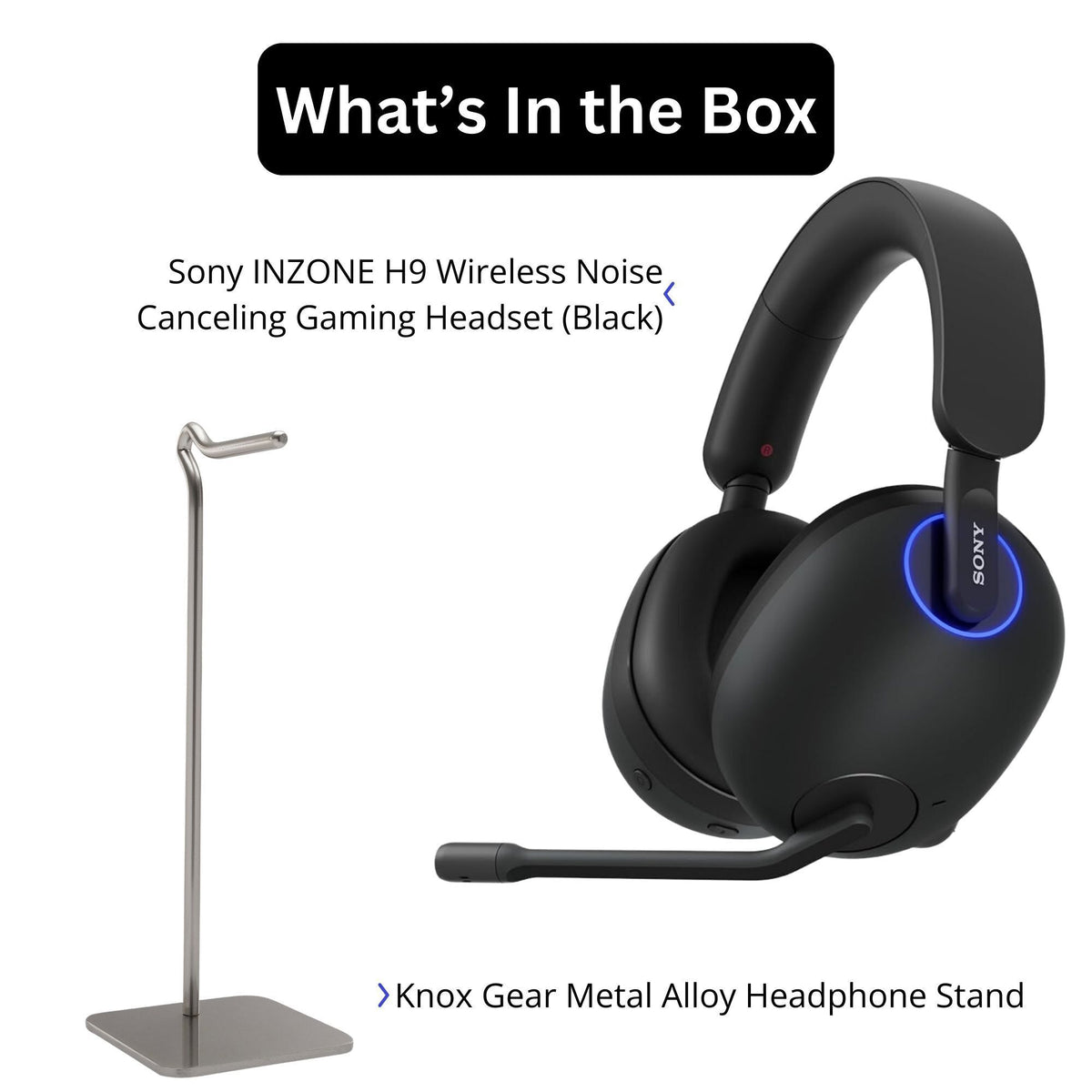 Sony INZONE H9 Wireless Noise Canceling Gaming Headset - Black (WH-GH900N) with  Headphone Stand bundle