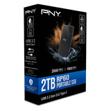 PNY RP60 2TB Rugged Type-C USB 3.2 Gen 2 x 2 Portable SSD with Clip Loop and 2000 MBPS Read Speed
