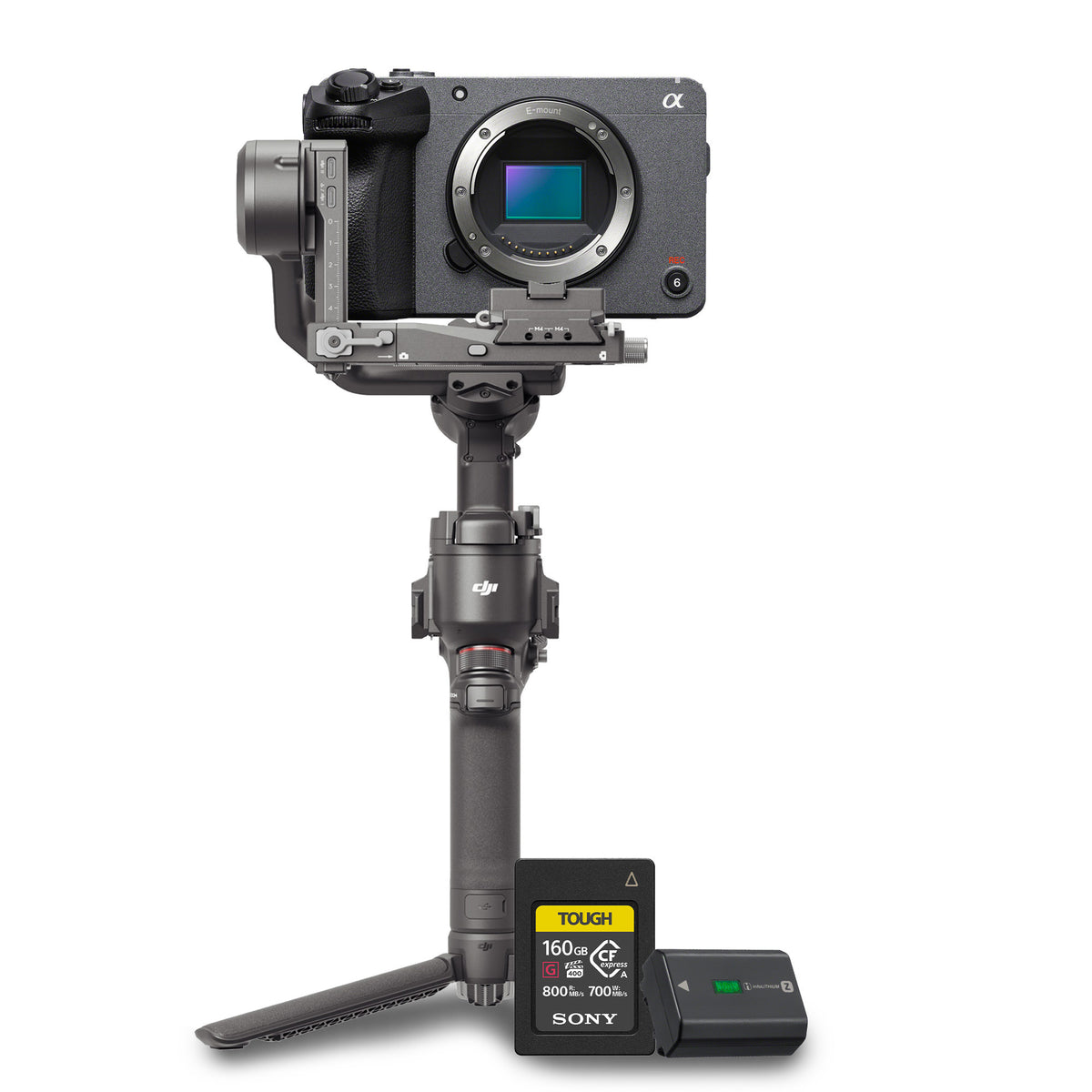 Sony Cinema Line FX30 Super 35 Camera Body with DJI RS 4, CFexpress 160GB Card and NP-FZ100 Battery