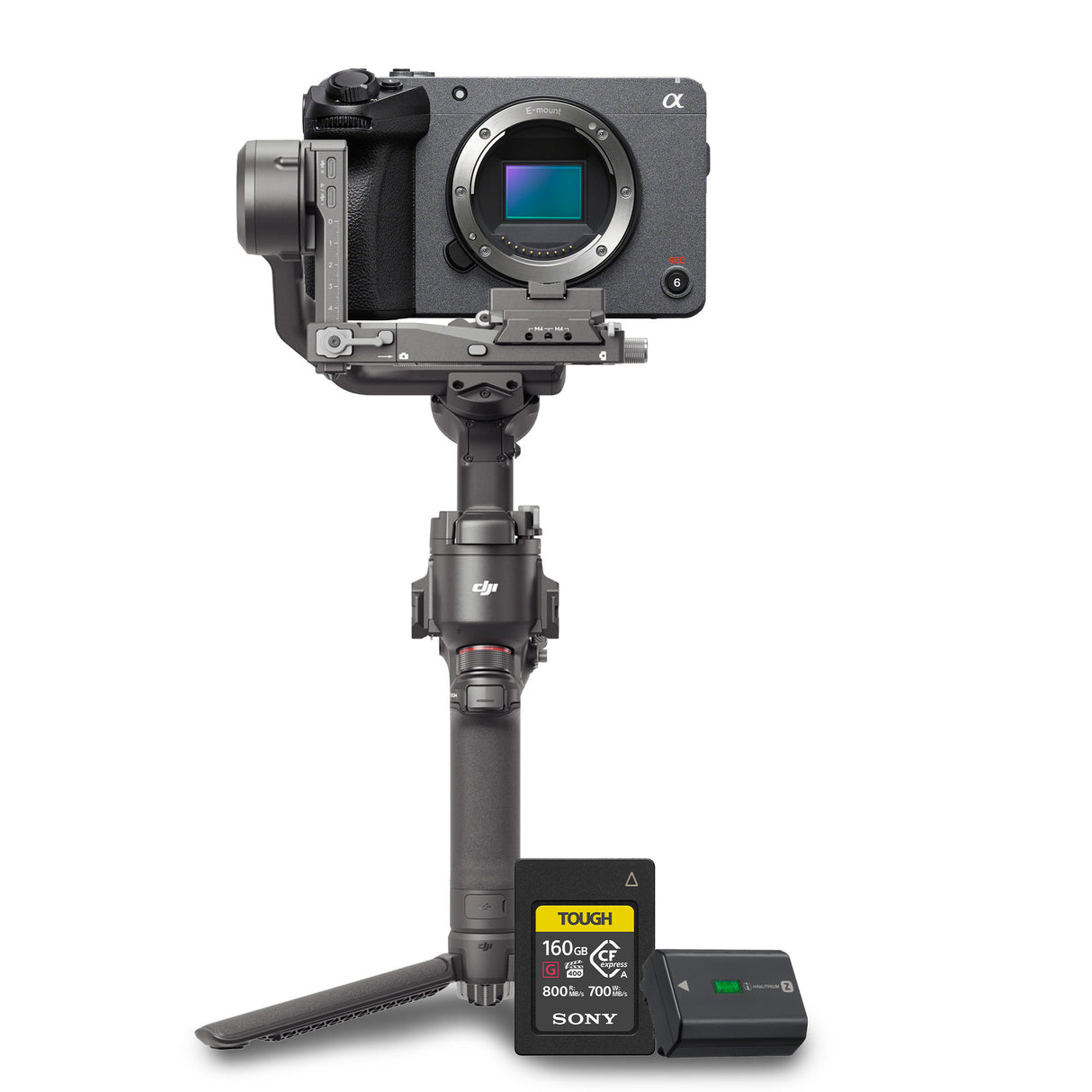 Sony Cinema Line FX30 Super 35 Camera Body with DJI RS 4, CFexpress 160GB Card and NP-FZ100 Battery