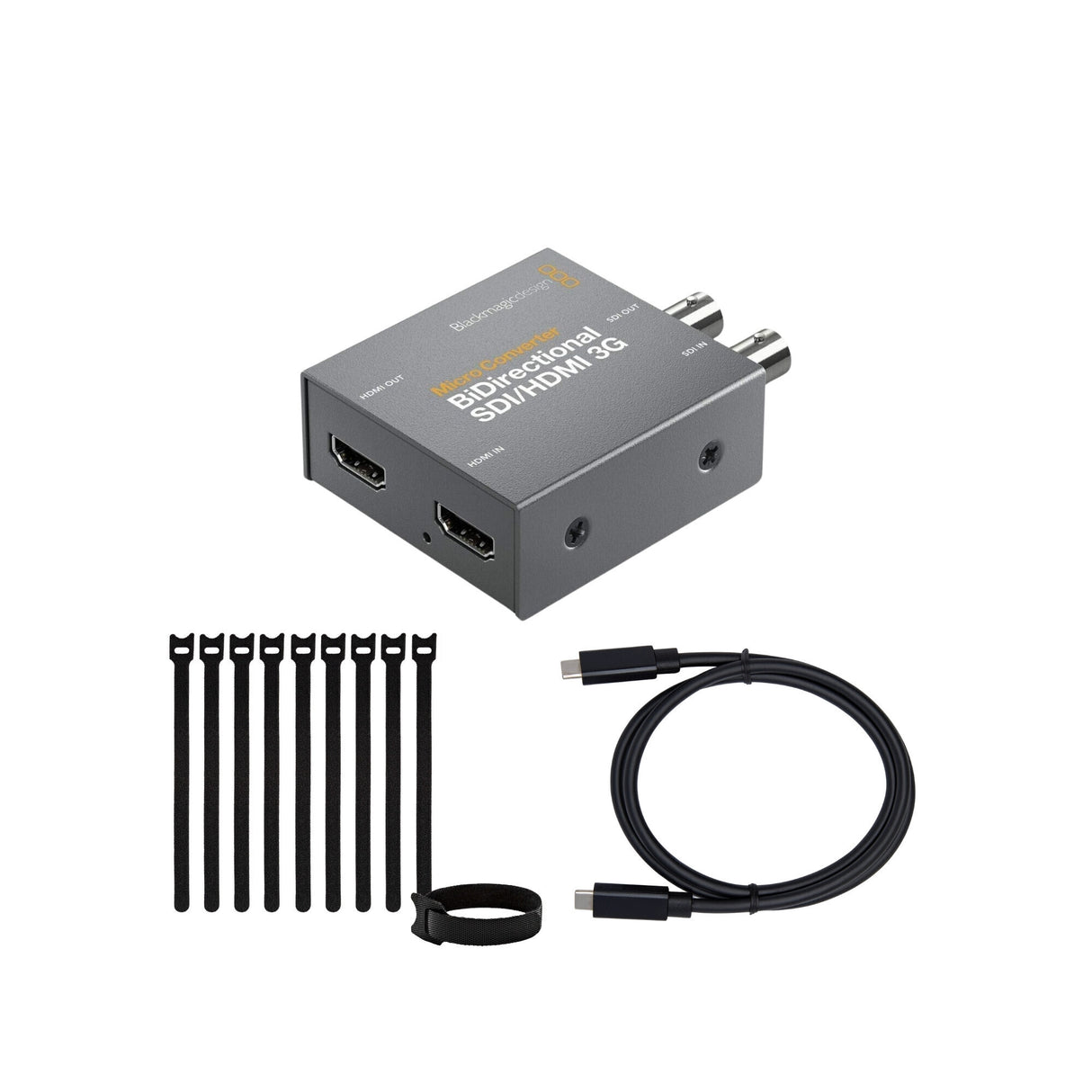 Blackmagic Design Bi-Direct SDI-HDMI 3G PSU Micro Converter (Black) with USB-C Cable Bundle