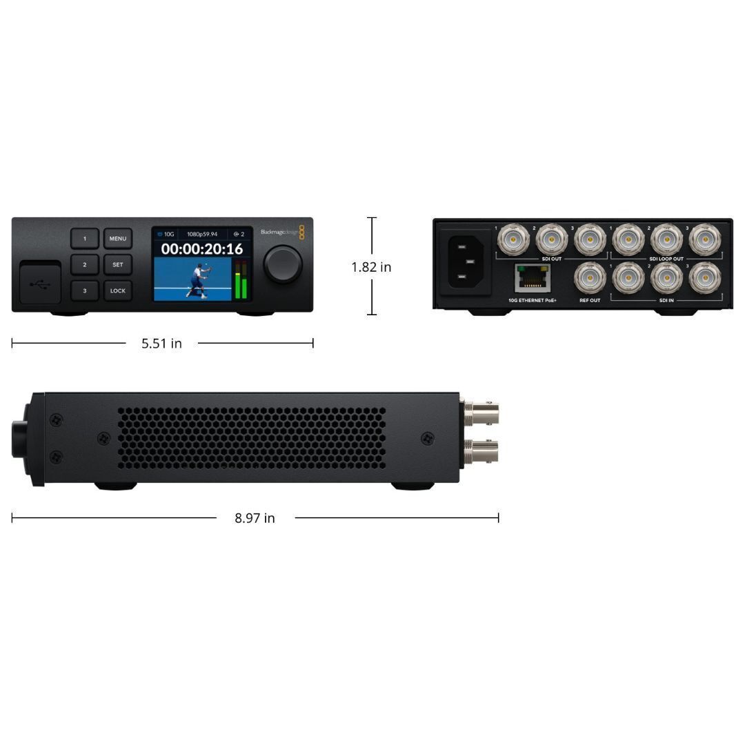 Blackmagic Design 2110 IP Converter 3x3G with 2.2-Inch LCD Display and 10G Ethernet (Black)