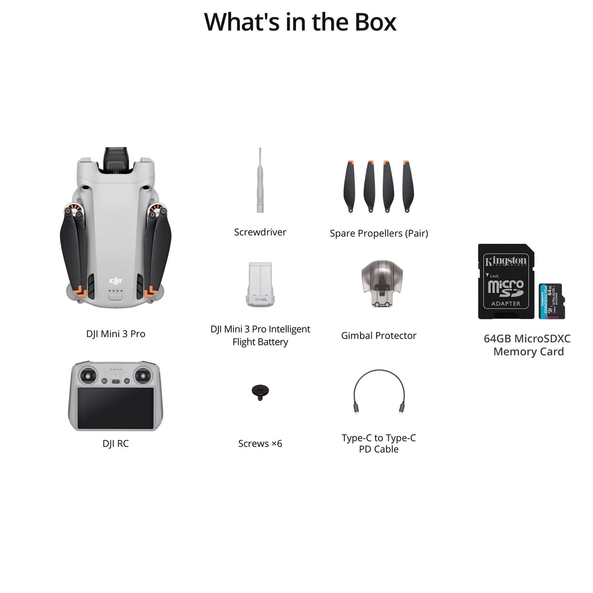 DJI Mini 3 Pro 1/1.3-Inch Sensor Foldable Drone with RC-N1 Remote with 64GB MicroSD Card bundle