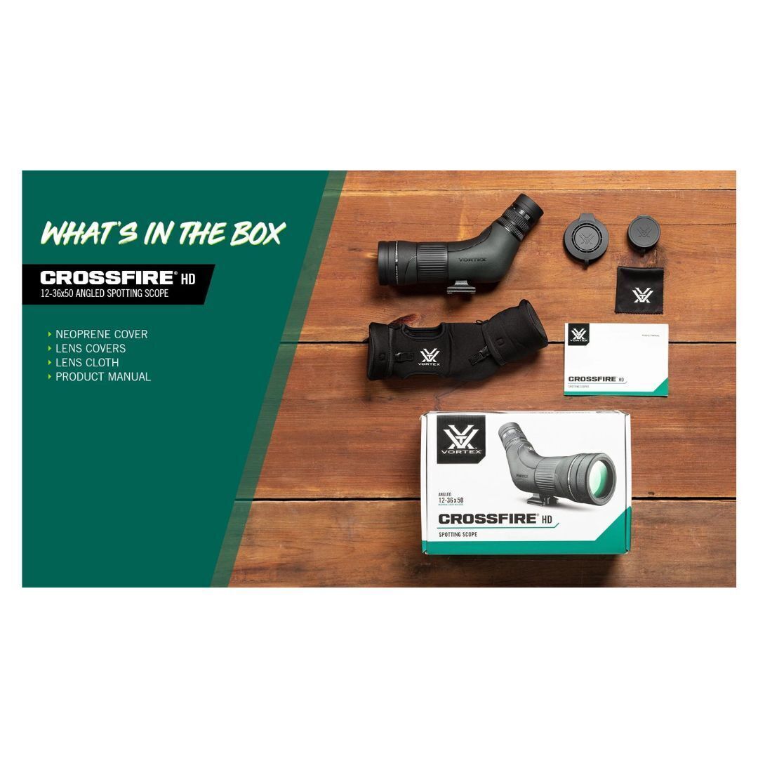 Vortex Crossfire HD Angled Spotting Scope with 12-36x Magnification, 50mm Objective Lens Diameter