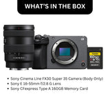 Sony Cinema Line FX30 Super 35 Camera (Body Only) with Lens and Memory Card Bundle