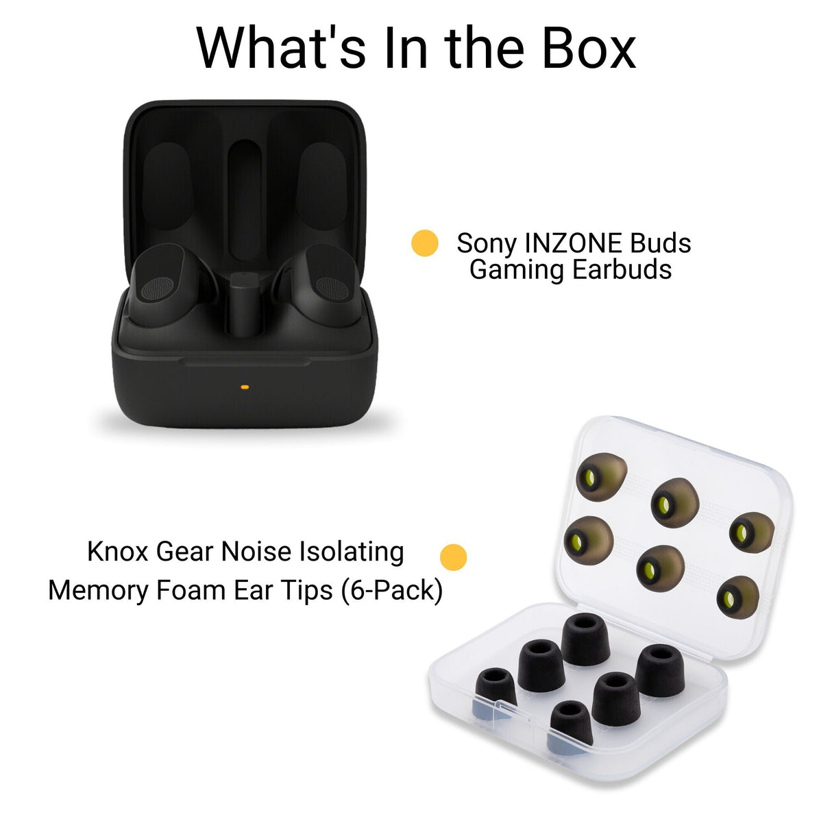 Sony WFG700NW INZONE Buds Noise Canceling Gaming Earbuds (Black) with Earbuds (3-Pairs Each) Bundle