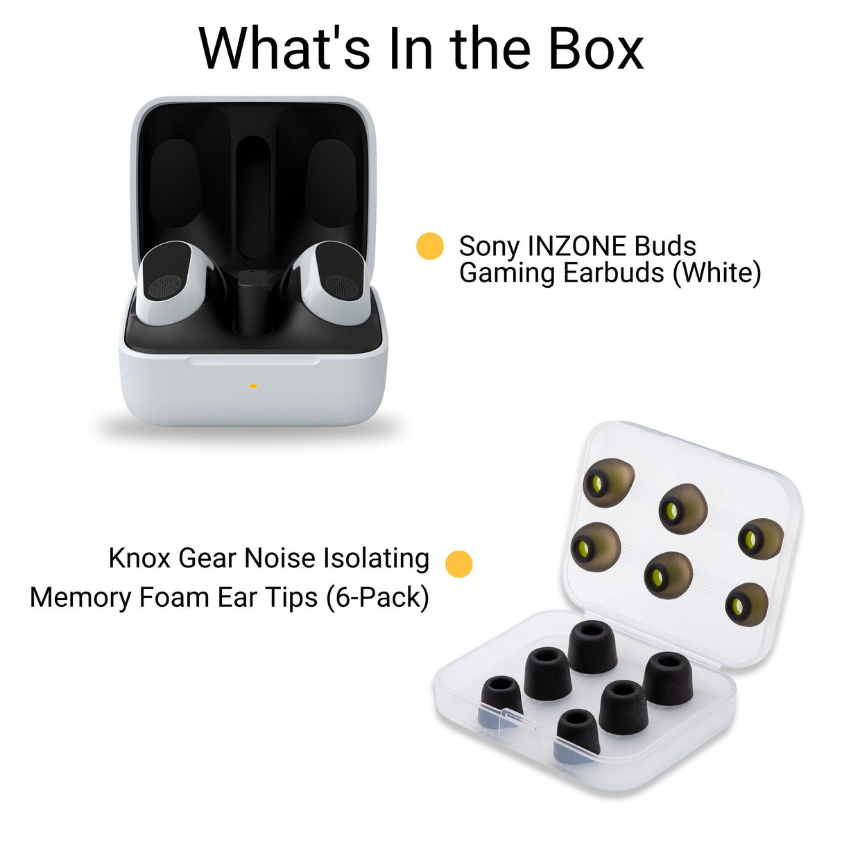 Sony WFG700NW INZONE Buds Noise Canceling Gaming Earbuds (White) with Earbuds (3-Pairs Each) Bundle