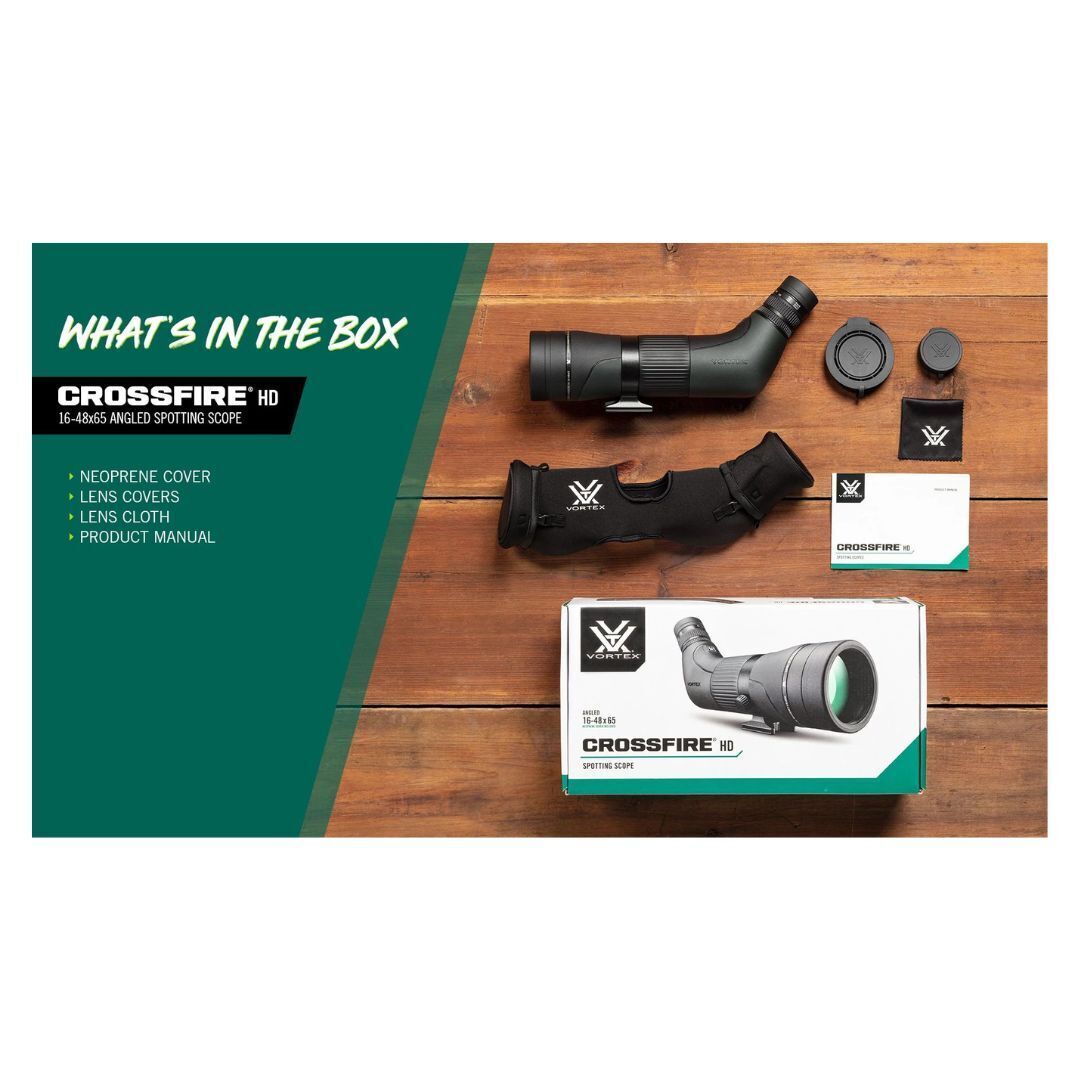 Vortex Crossfire HD Angled Spotting Scope with 16-48x Magnification, 65mm Objective Lens Diameter