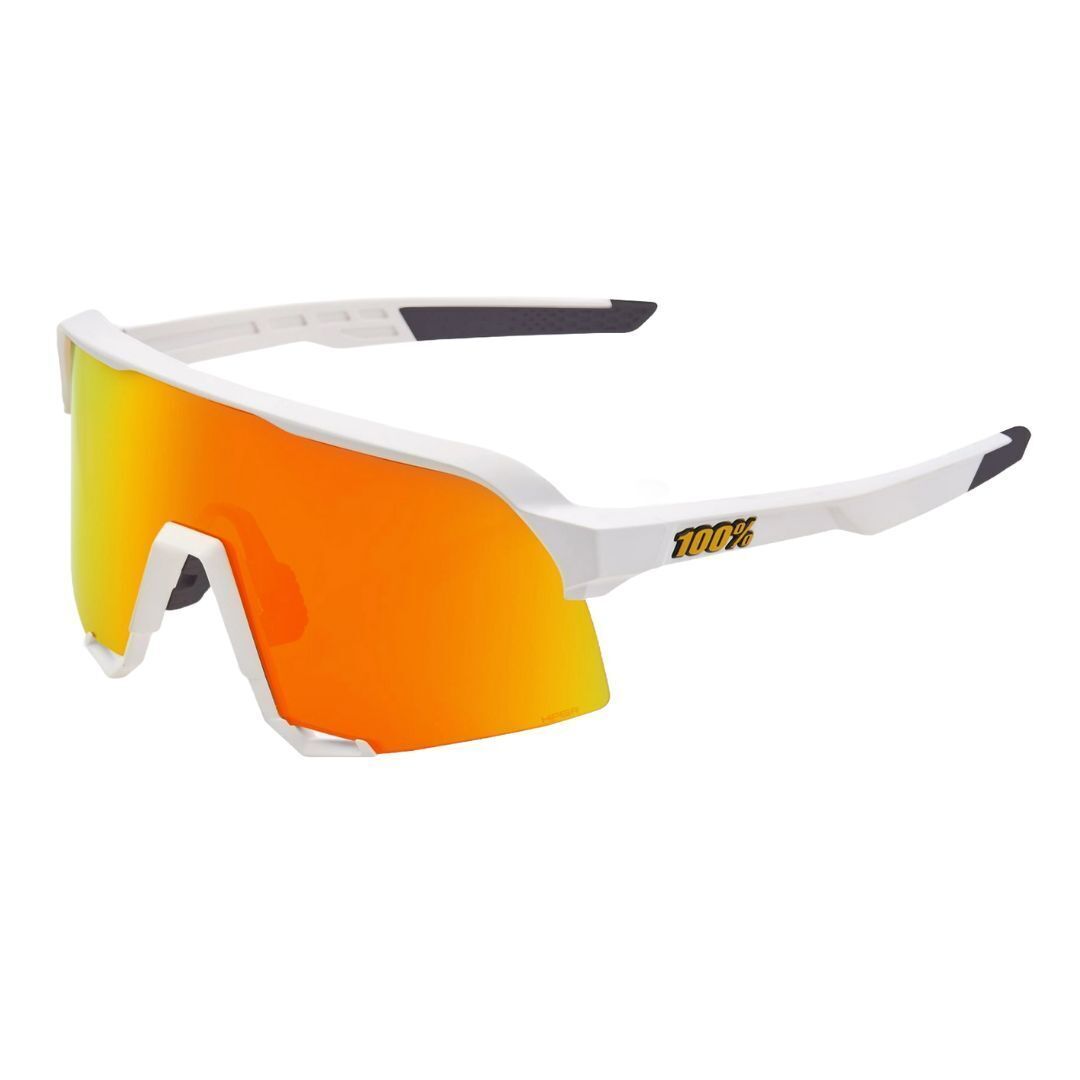 100% S3 Sunglasses Soft Tact White HiPER Red Lens (Open Box)