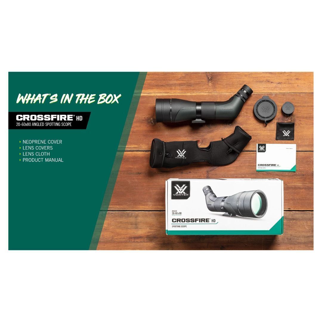 Vortex Crossfire HD Angled Spotting Scope with 20-60x Magnification, 80mm Objective Lens Diameter
