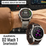 Garmin D2 Mach 1 Aviator Oxford Brown Leather Band Smartwatch with Charger Stand and Cable Bundle