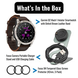 Garmin D2 Mach 1 Aviator Oxford Brown Leather Band Smartwatch with Charger Stand and Cable Bundle