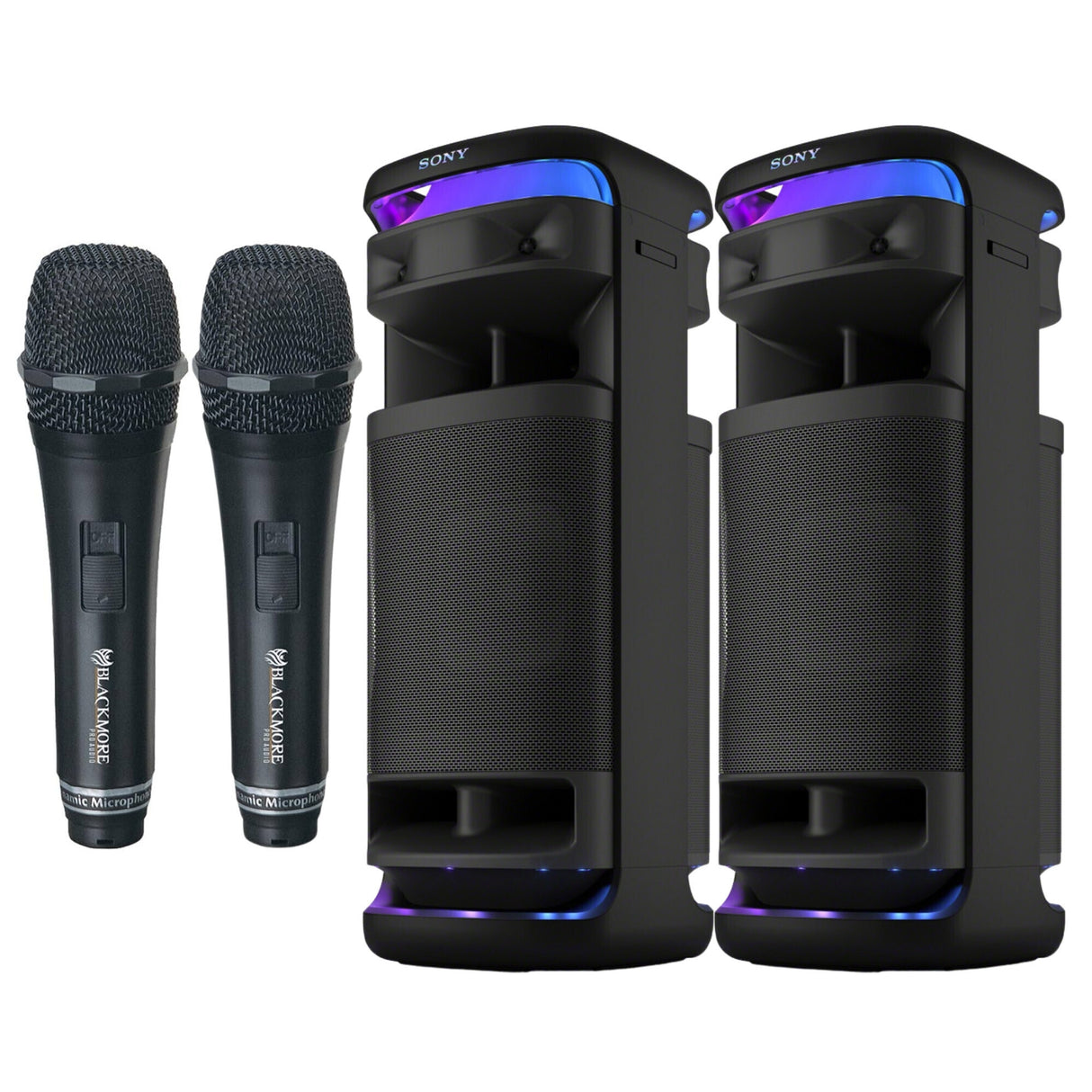 Sony SRSULT1000 ULT TOWER 10 Party Speaker (Black, 2-Pack) with Microphone (Black, 2-Pack) Bundle
