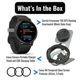 Garmin Forerunner 165 GPS Running Smartwatch (Black and Slate Gray) with Screen Protector Bundle