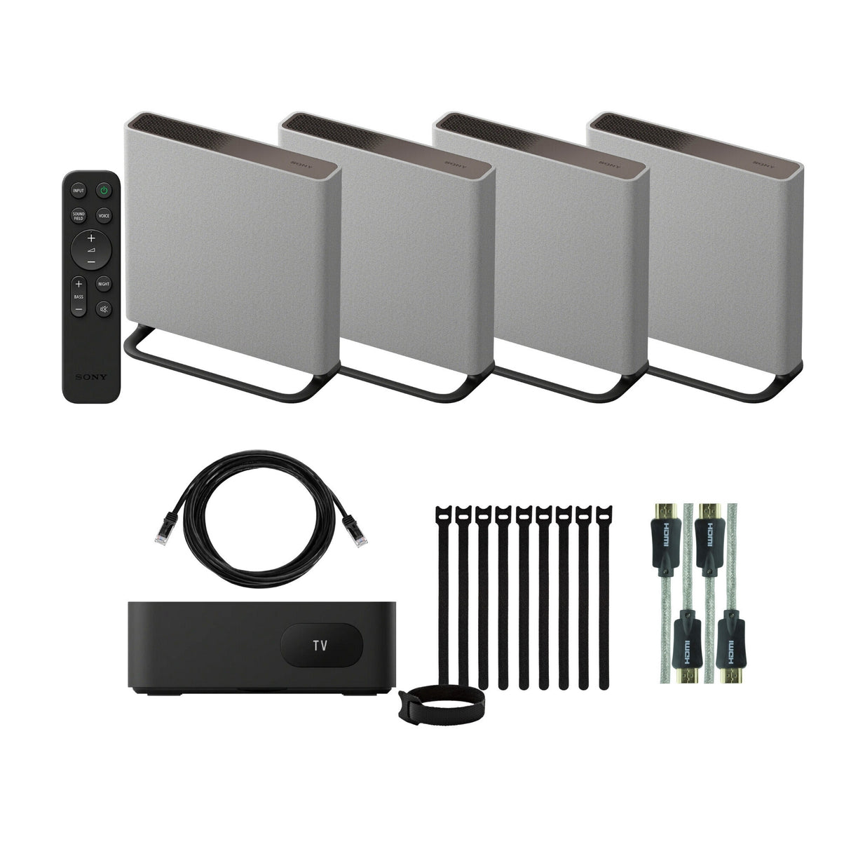 Sony BRAVIA Theater Quad Home Theater Surround Sound System (Gray) with HDMI Cable Bundle