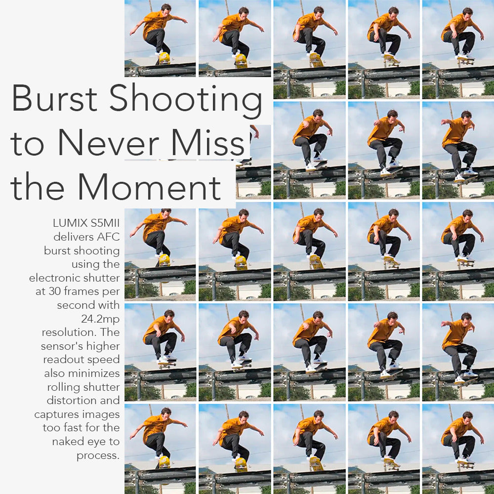 Panasonic LUMIX S5II Hybrid Full Frame Mirrorless Camera Body with 24.2-Megapixel 35mm CMOS Sensor