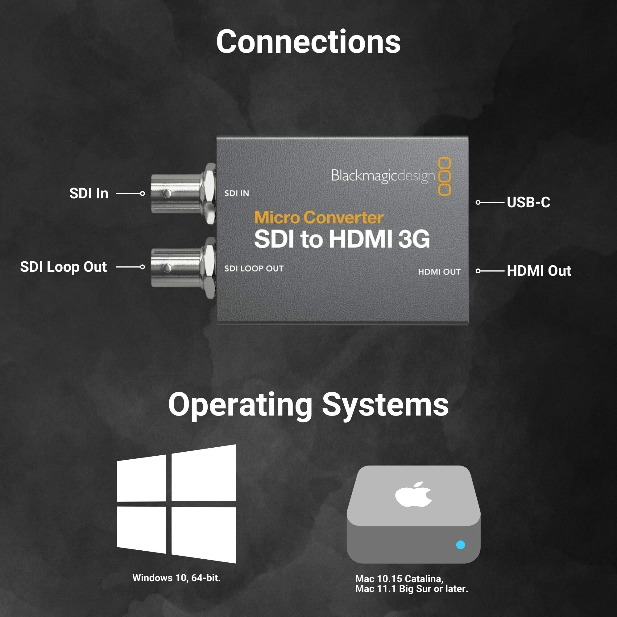 Blackmagic Design Micro Converter SDI to HDMI 3G and Cable with 6