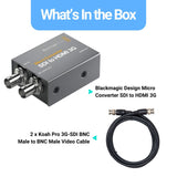 Blackmagic Design Micro Converter SDI to HDMI 3G and Cable with 6-Feet Coaxial Cable (2-Pack) Bundle