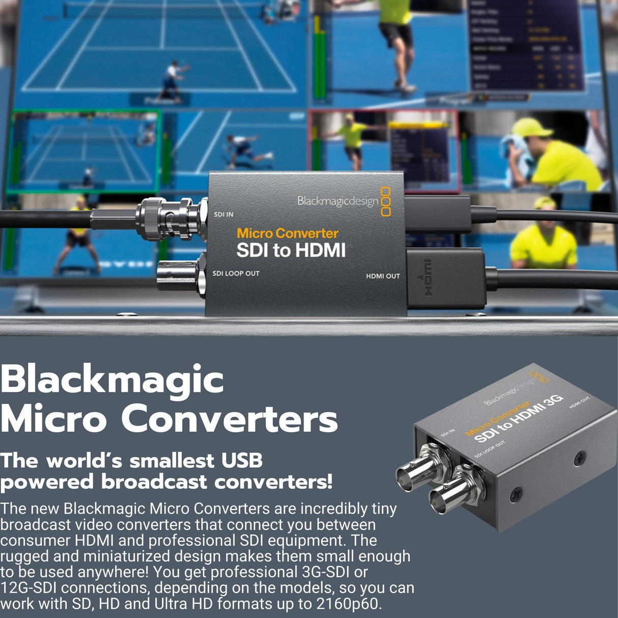 Blackmagic Design Micro Converter SDI to HDMI 3G with USB-C 40 GBPS 2.5-Feet Cable Bundle