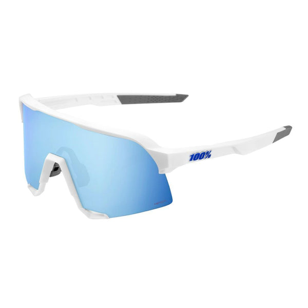 100% S3 Sunglasses Matte White HiPER Blue Lens – Focus Camera