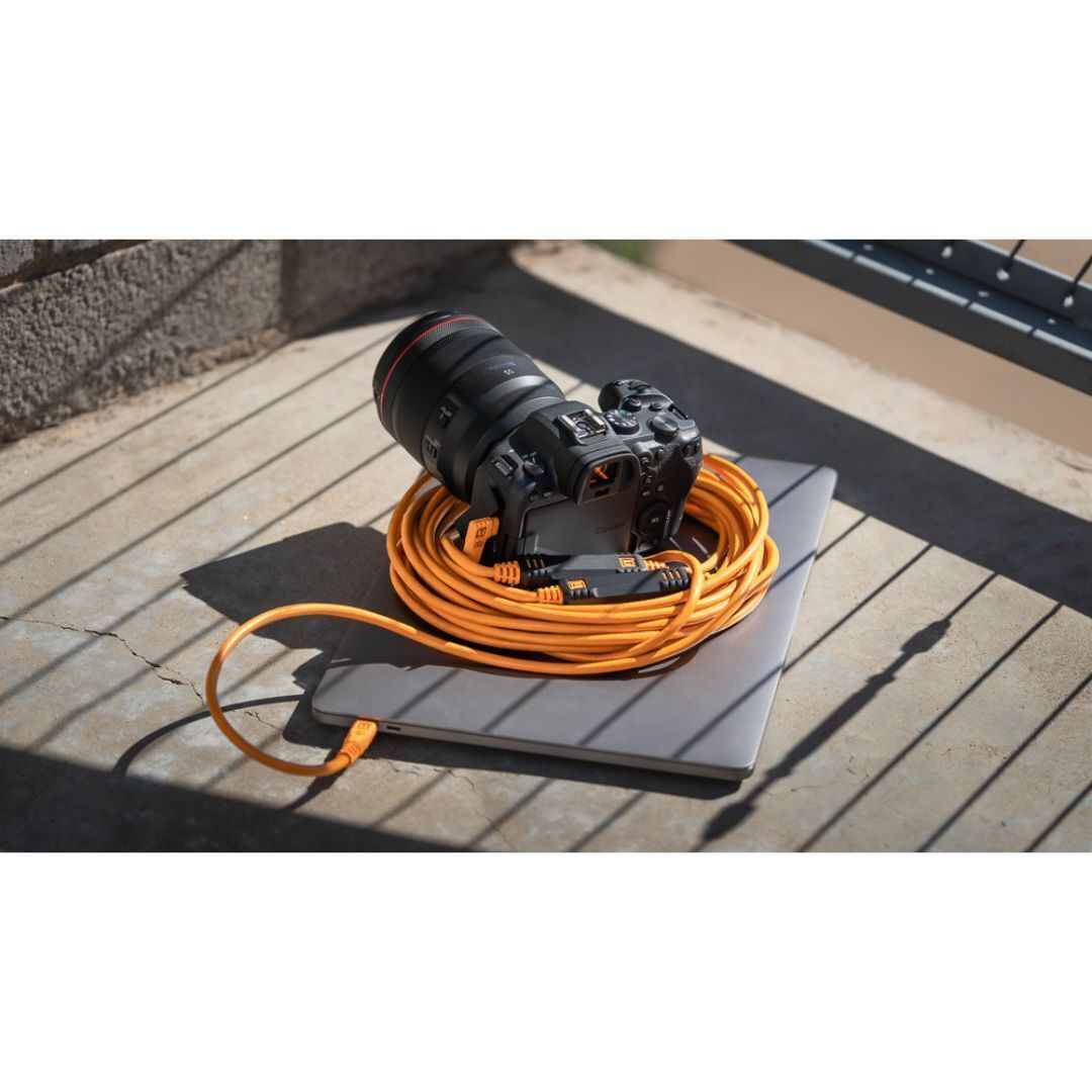 Tether Tools TetherPro USB-C to USB-C 31-Feet Straight to Right Angle Cable (Orange)