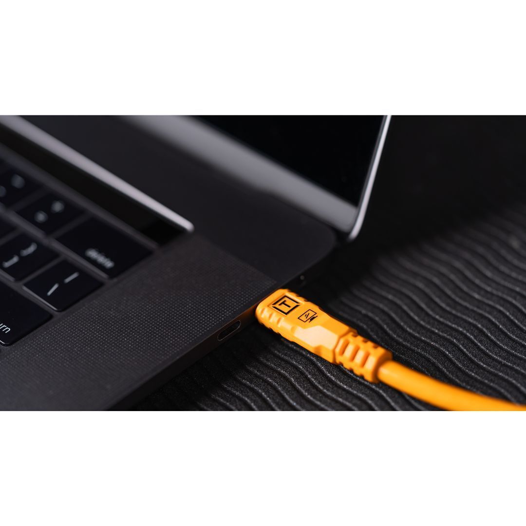 Tether Tools TetherPro USB-C to USB-C 31-Feet Straight to Right Angle Cable (Orange)