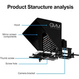 GVM Teleprompter for Tablets and Smartphones with IPad Bracket, Bluetooth Remote and App